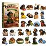Cute Sausage Dog Figurine 2026 Dachshund Advent Calendar, 24 Days Collectible Surprises with 2D Holiday Seasonal Home Accents Festive Puppy