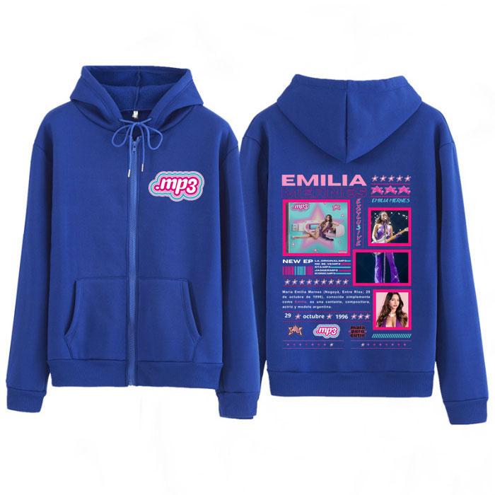 Singer Emilia Mernes MP3 Fashion Graphic Zip Up Hoodie Men Women Fashion Vintage Coats Casual Aesthetic Trendy Zipper Tracksuit