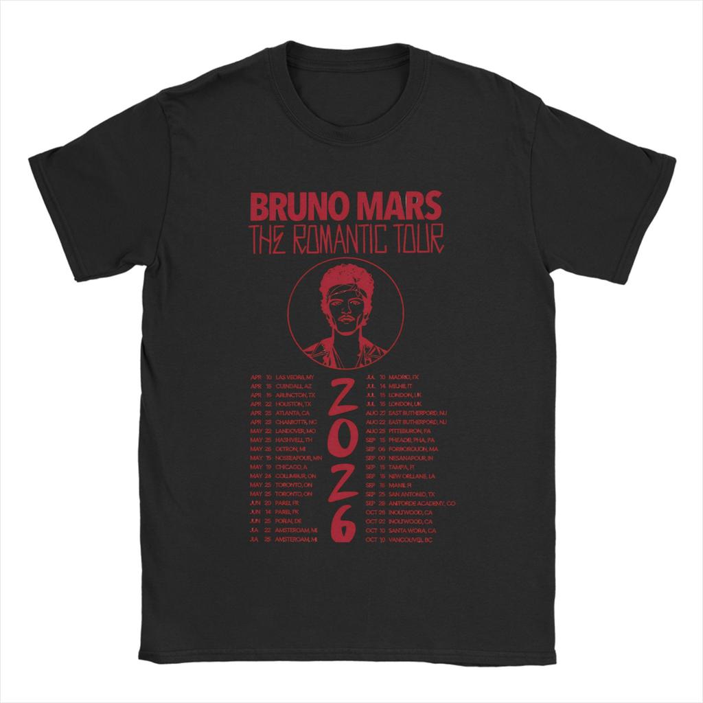 Bruno Mars The Romantic Tour 2026 Men T Shirt  Novelty Tee Shirt Short Sleeve Round Neck TShirts Cotton Gift Idea Clothing
