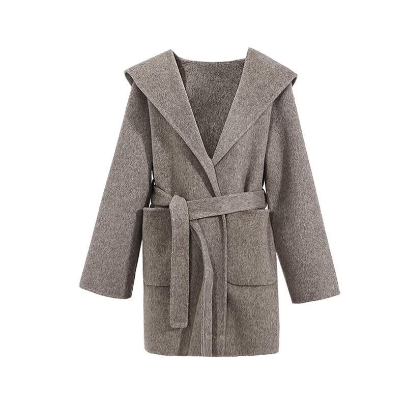 Tatu Autumn/Winter Wool Blend Hooded Short Coat