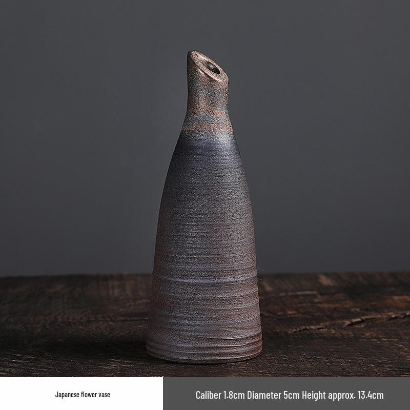 Retro Zen Coarse Pottery Ceramic Vase - Small Flower Holder