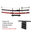 Roronoa Zoro Set Katana Tre Pezzi Fatto a Mano Shusui Enma Kitetsu Spade Con Supporto Espositore Gratuito e Cintura Prop Cosplay