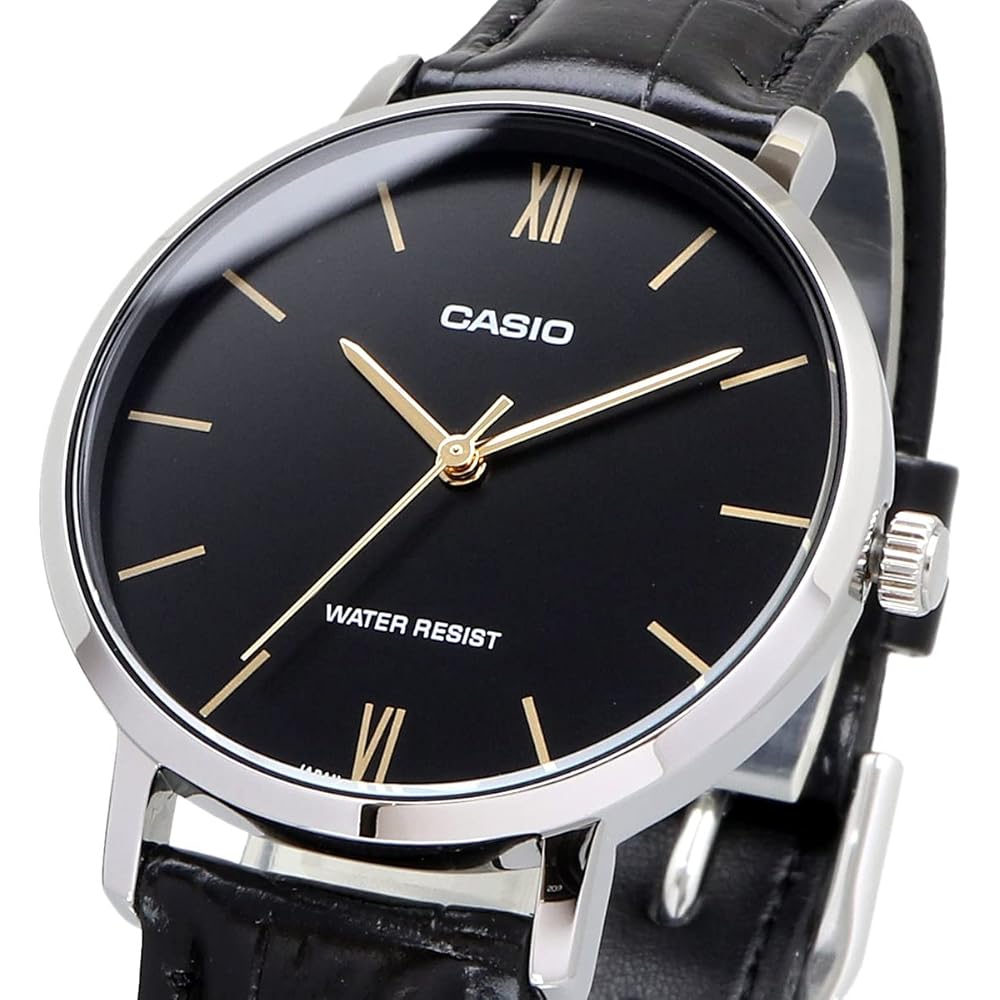 Casio LTP-VT01L-1B Quartz Women's Watch Black with Black Leather Band