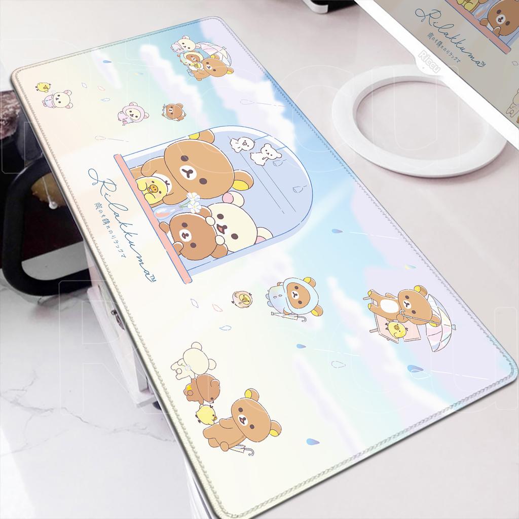 Anime Mouse Pad Kawaii Laptop Desk Decoration Mouse 30x80cm Gamer Rubber Mat Cute Rilakkuma Non-slip Keyboard Office Accessories