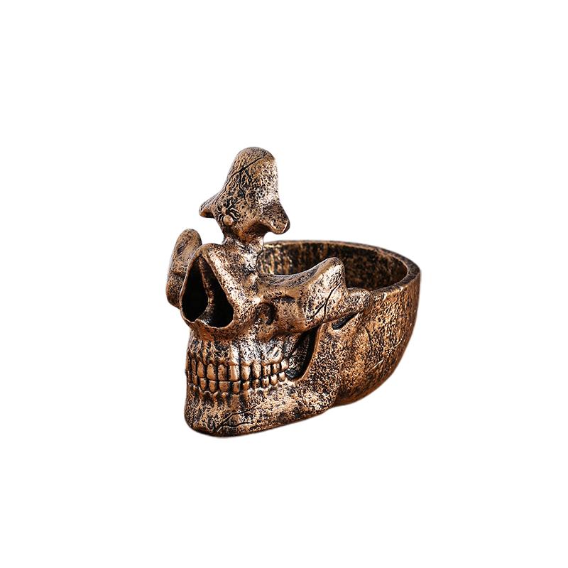 Creative Skull Glasses Stand Holder with Storage Tray for Desktop Eyeglass Frame Bracket Ornament Display
