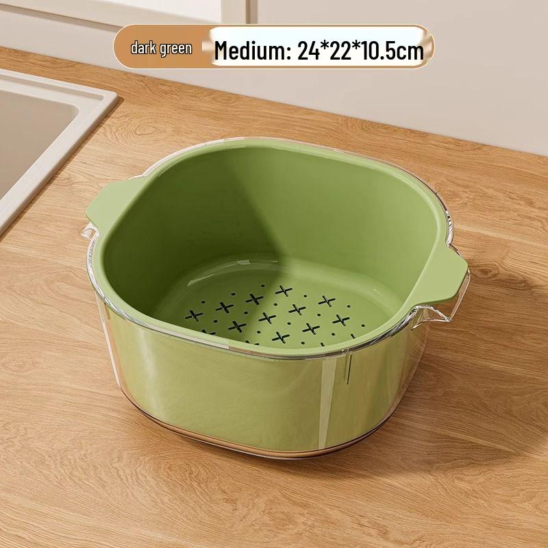 Double-Layer Kitchen Drain Basket for Fruits & Vegetables - Food-Grade Storage & Strainer