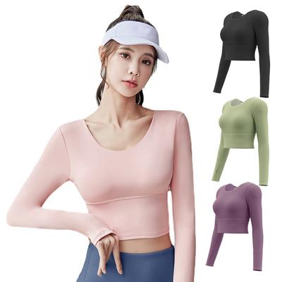 Yoga Long Sleeve Tops Workout Clothes Women's Quick-Drying T-Shirt Yoga Tops Fitness Running Long-Sleeved Sports Tops