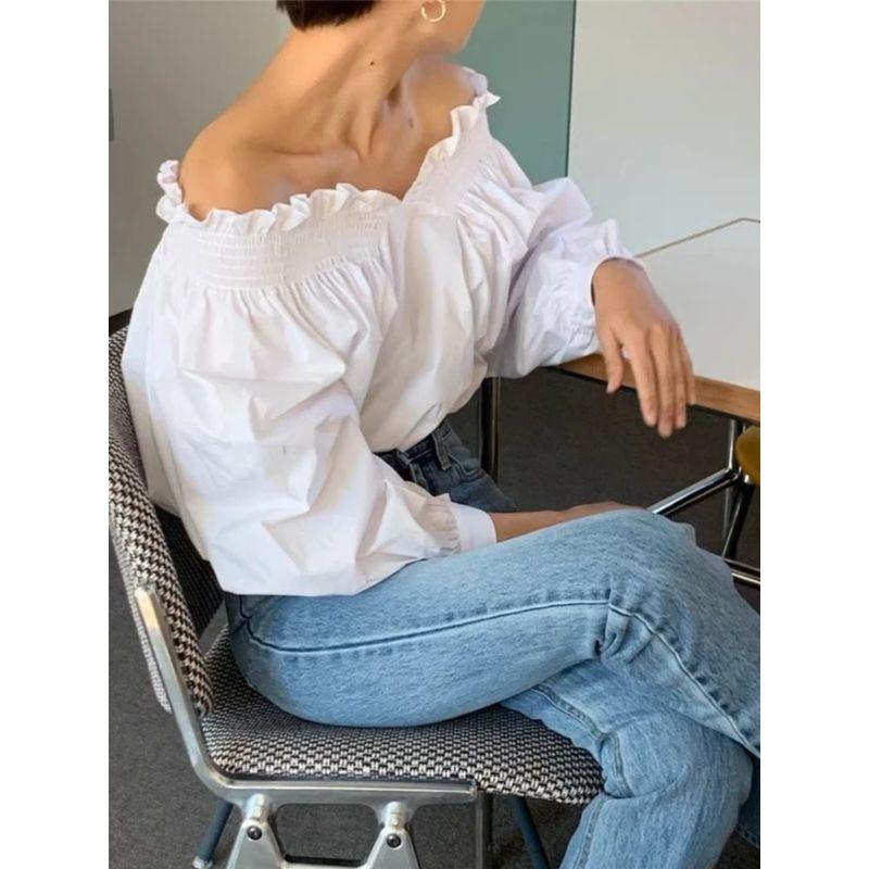 Sexy One Collar Lantern Sleeve Shirt Sexy off-Shoulder Collar Lantern Sleeve Shirt