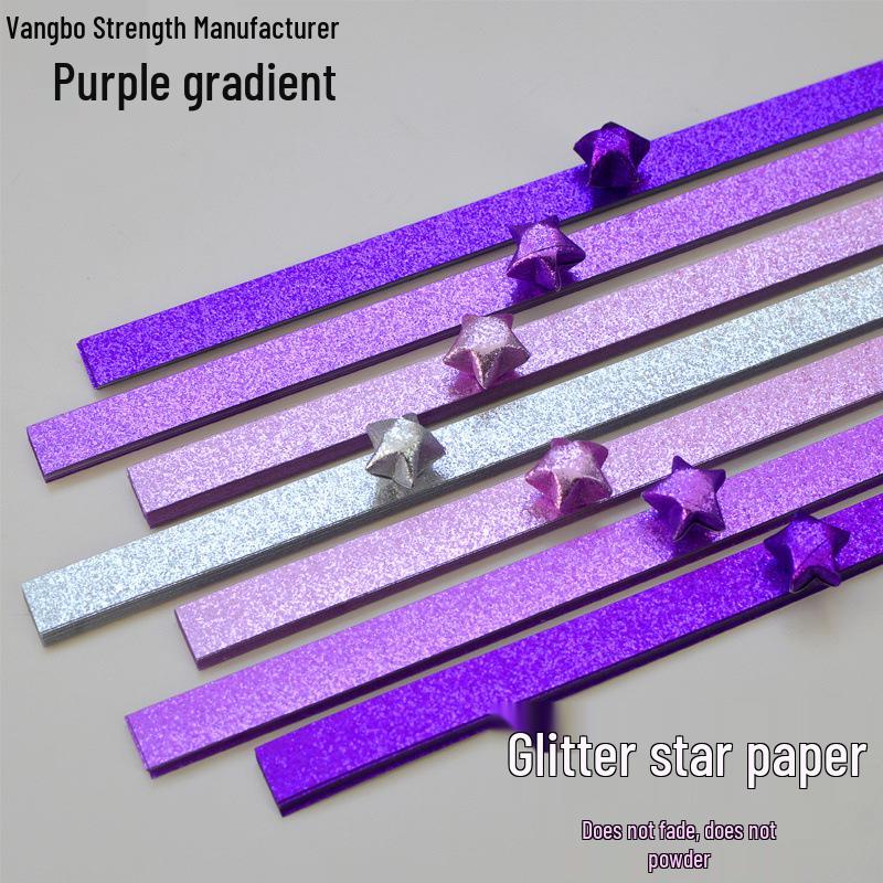 Silver Star Origami Paper Strips with Rhinestones Glitter - Pastel Colors for Lucky Five-Pointed Stars.