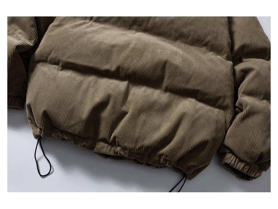 SwimSeed Retro Corduroy Puffer Jacket: Unisex Loose-Fit Stand Collar Winter Coat
