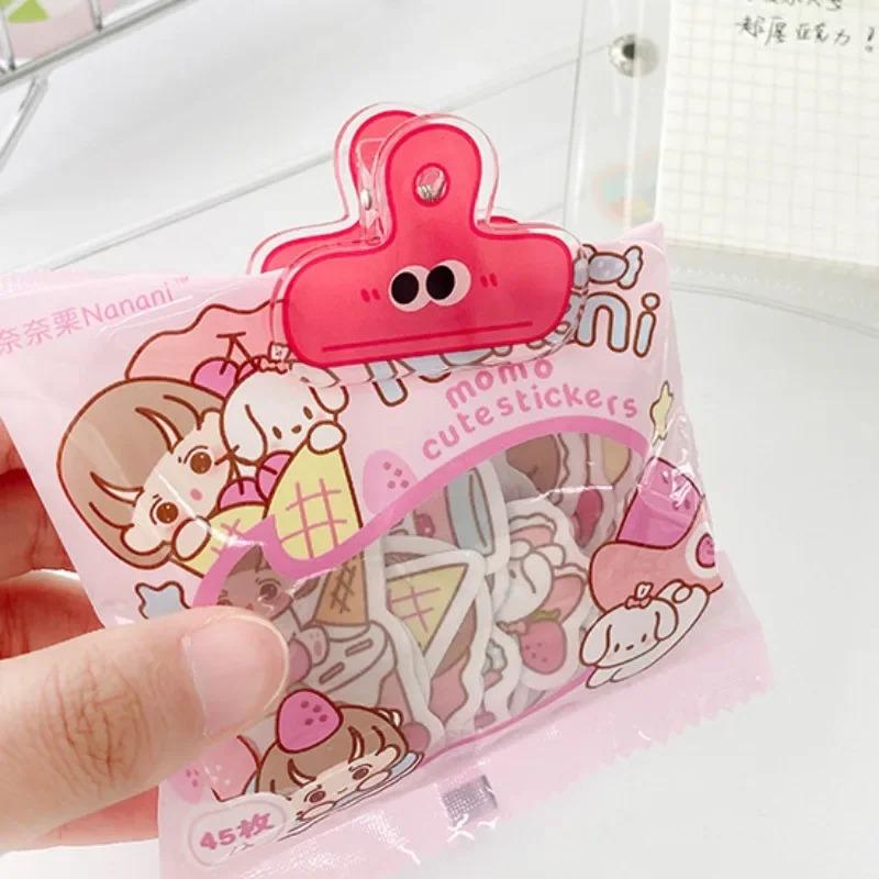 10pcs Cute Funny Cartoon Expression Eyes Color Acrylic Clip Kawaii Students Study Materials Sort Binder Clip Office Accessories