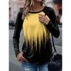 Women's Versatile Long-sleeved T-shirt 3D Printing Simple Gradient Lines Elegant Printing Round Neck Long-sleeved Top