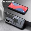 KEYSION Shockproof Case for OnePlus Nord 5 5G Slide Camera Lens Protection Metal Ring Stand Phone Cover for One Plus 1+ Nord 5