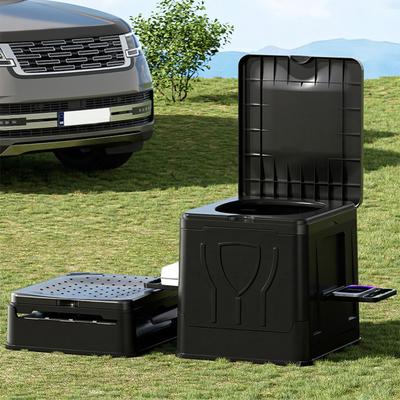Sanitário Portátil Dobrável c/ Porta-Papel e Tampa Sanitário Reutilizável para Camping Viagem Exterior Carro RV e Uso de Emergência