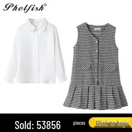 Autumn 2025 Girls' Plaid Pleated Skirt Set - Academy Style JK Uniform for Kids