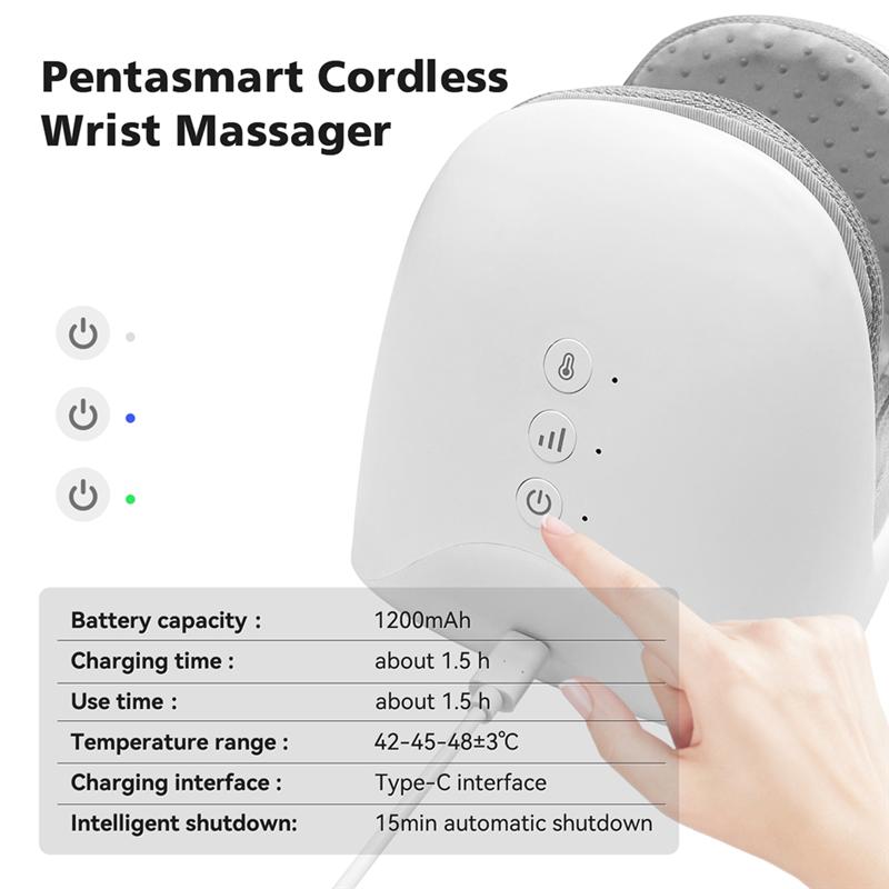 

A78E-3 Modes Electric Hand Massager Air Compression Hot Compress For Finger Massager Machine For Finger Numbness Pain Relieve білий