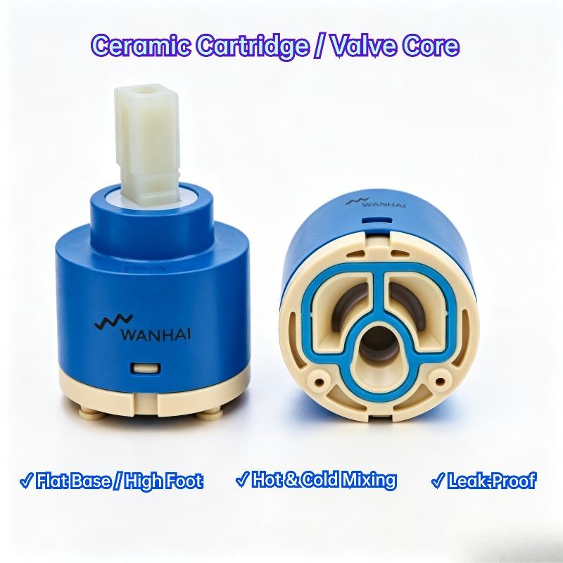 Ceramic Valve Cartridge 35mm 40mm Flat Base High Foot – Hot Cold Mixer Cartridge Replacement for Kitchen Faucet Basin Shower