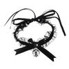 1 Pcs Simple Sexy Lace Collar Pendant Bow Knot Bell Choker Necklace Dress Girls Jewelry Cute Fashion Creative Women Gothic