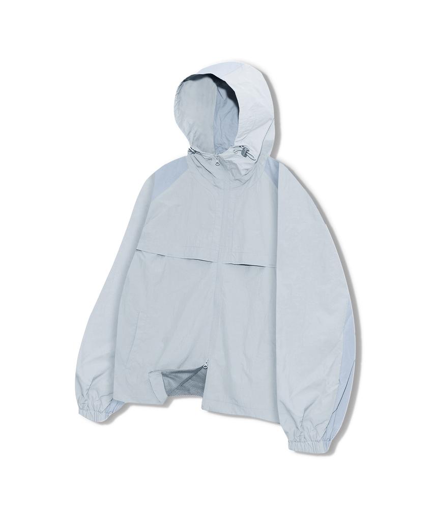 STANDARDERROR 87-Stan268 Nylon Track Color Block Curved Hood Gorp Windbreaker Khaki