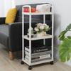 3-4 Layers Of White Simple Plastic Splicing Receiving Rack, Bathroom Light Small Item Storage Trolley, Floor Standing Storage Ra