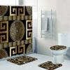 Geometric Grecian Key Meander Mandala Pattern Shower Curtain And Rug Set Abstract Geometric Bathroom Mats Rugs Toilet Decor Mat