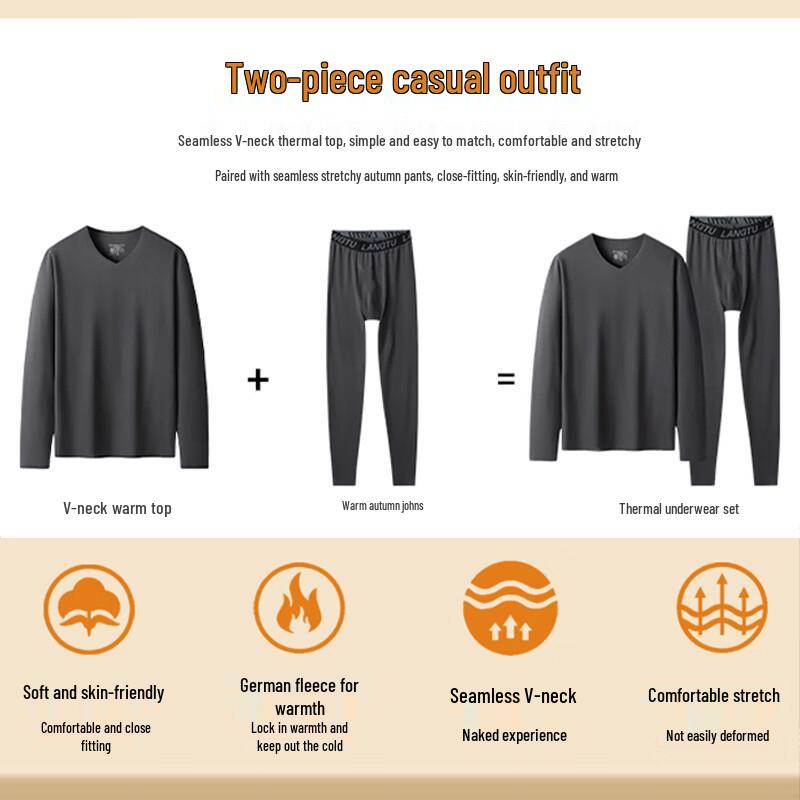 Dibinze Men's Plus Size Thermal Underwear Set