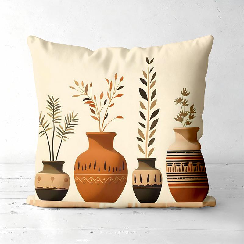 Bohemian Floral and Plant Patterned Pillow Covers Polyester Pillowcase, Sofa Decorative Cushion Cov Headboard Pillow