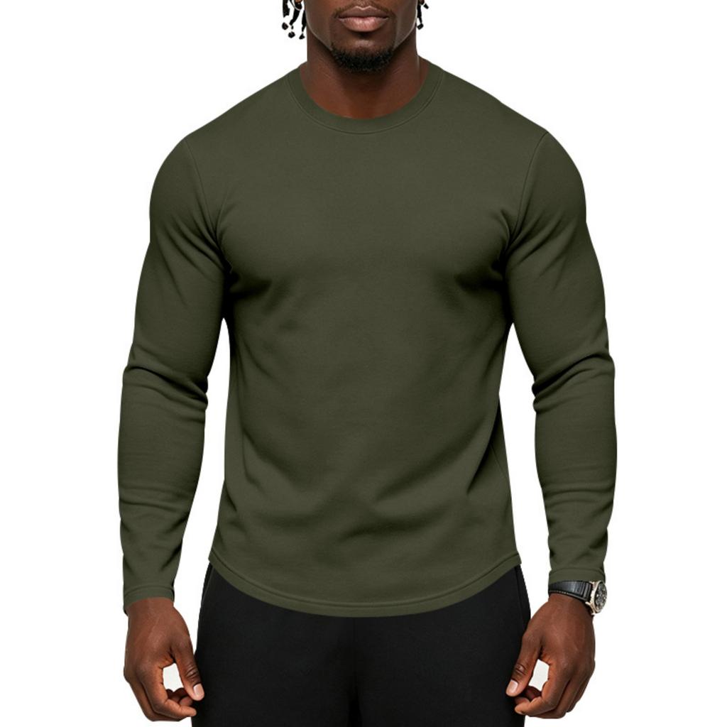 Men's Long Sleeve T-Shirt Casual Crewneck Loose Fit Breathable Versatile Base Layer Top for Commute and Everyday Wear
