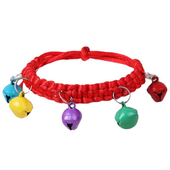 Necklace Adjustable Abrasion Resistance with Bells Woven Rope Pet Collar for Dods