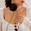 Exaggerated Three-Dimensional Rose Flower Necklace Choker Simulated Fabric Wax Thread Wrapped Camellia Neck Chain