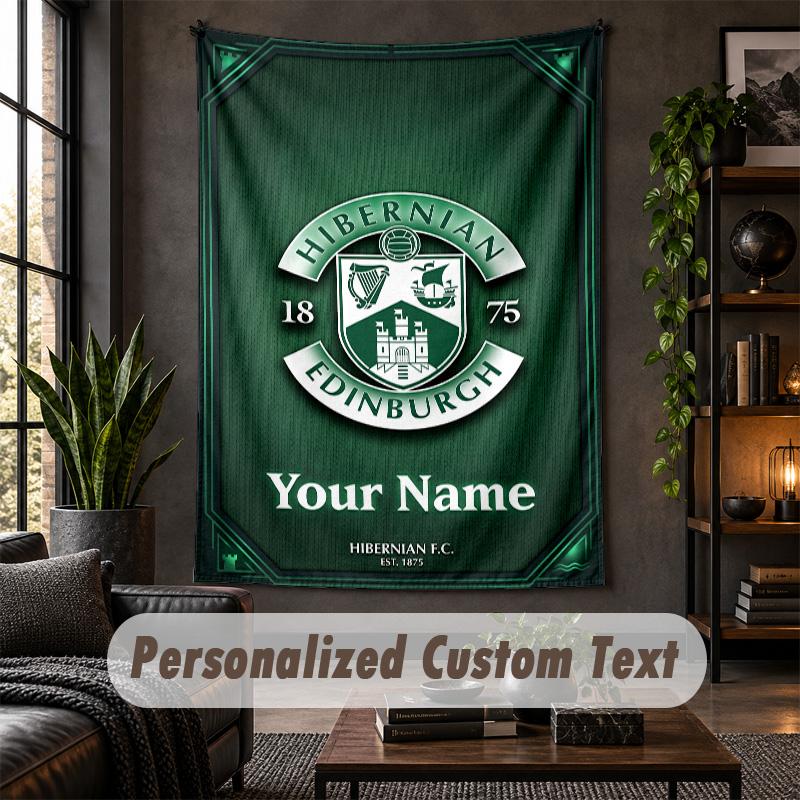 Wall Tapestry Hibernian FC Print Custom Name Text Wall Hanging Home Decor