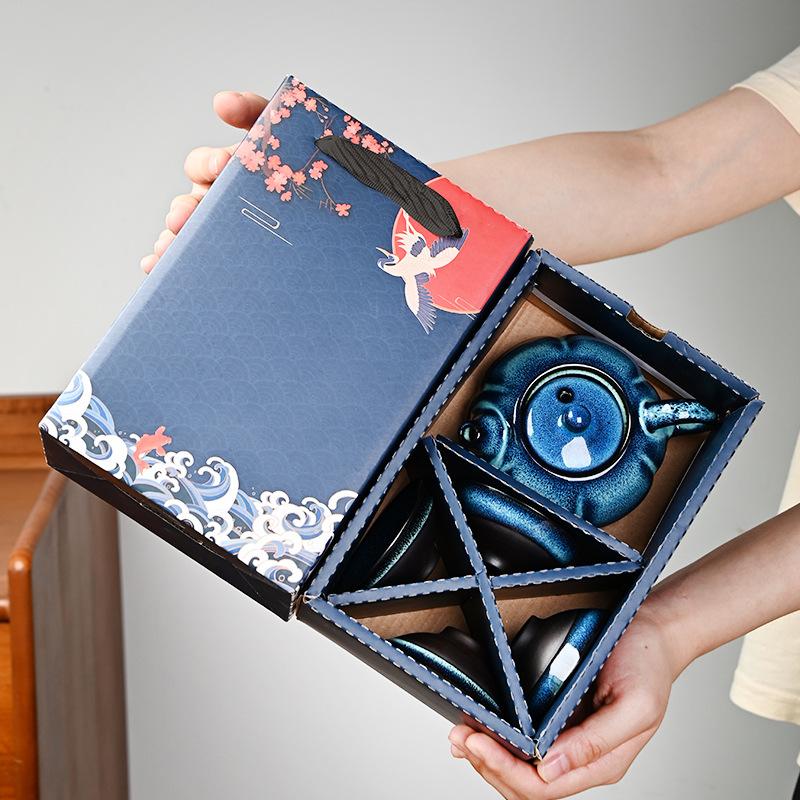 Kiln-changed Tea Set, Star Lamp, Portable Travel Tea Set, Business Gift Box.