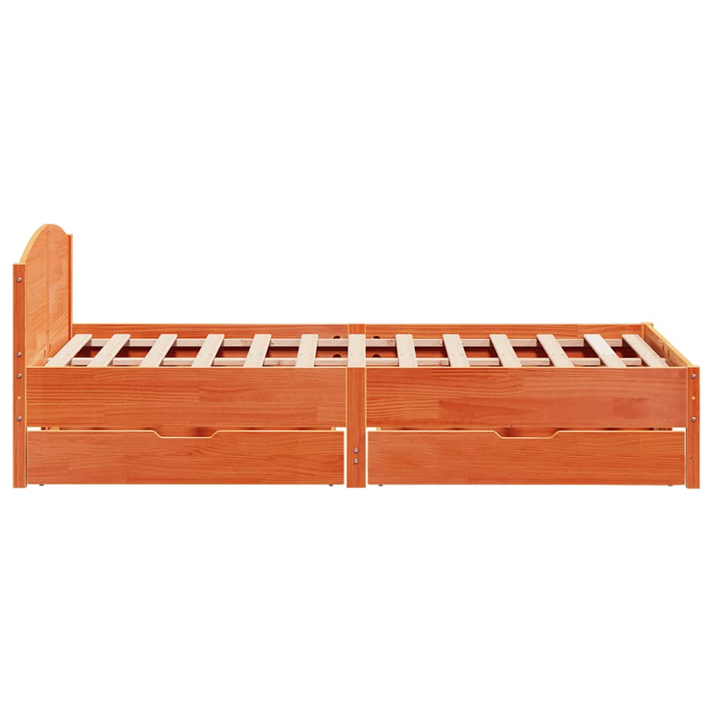 Vidaxl Bed Without Mattress, Waxed Brown, 140X200 Cm, Pine Wood