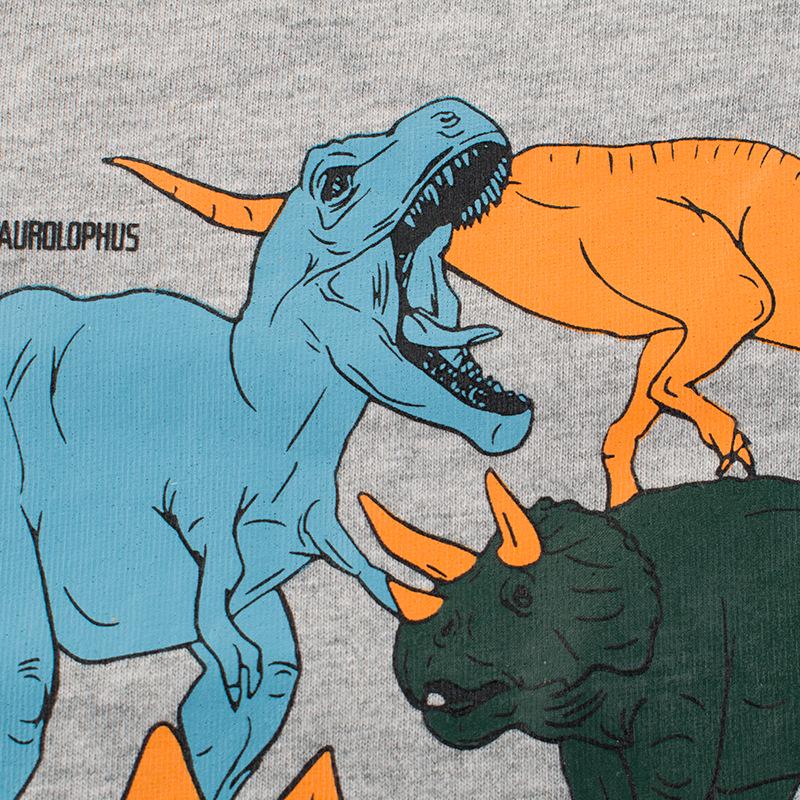 2025 Jarní dětské bavlněné tričko s dlouhým rukávem s dinosaury