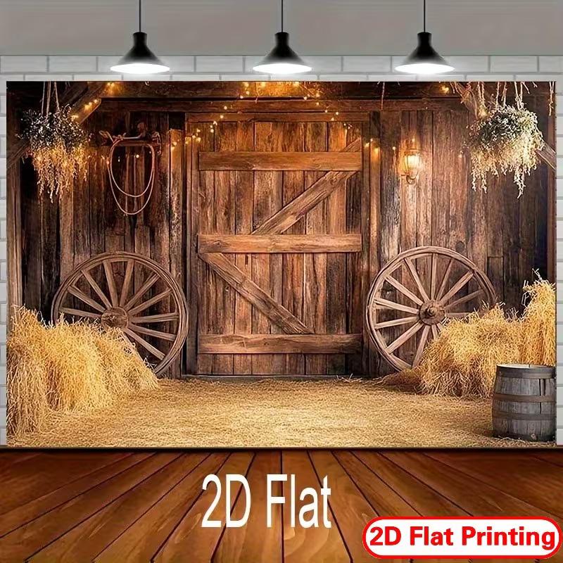2D Flat Printing Country Barn Backdrop for Wedding & Farm Birthday
