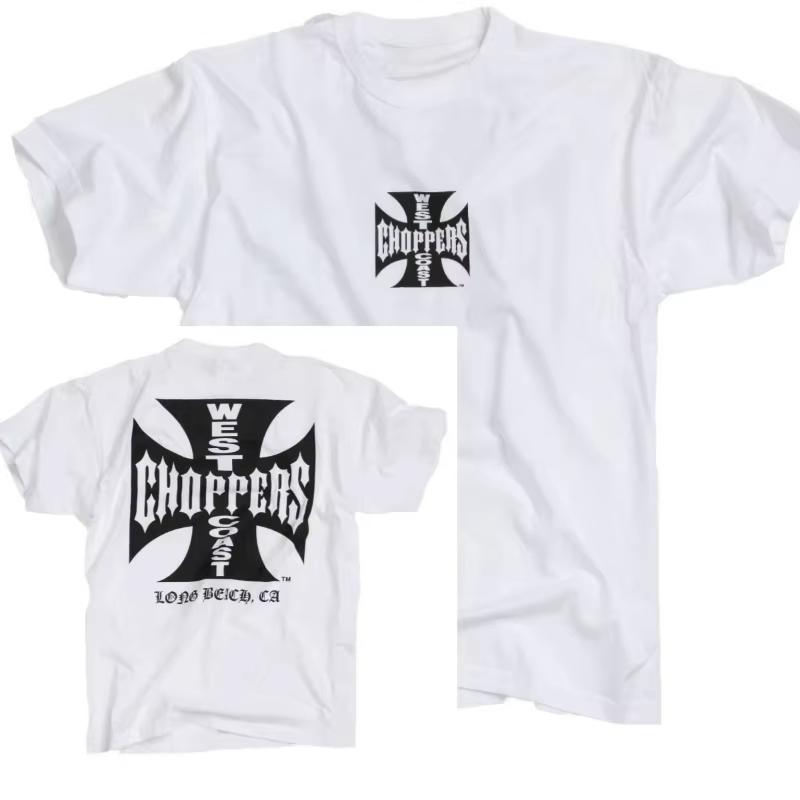 Vintage West Coast Choppers Black Vtwin Engine Slogan Biker Graphic Tee Cotton Unisexs Unisexs Tshirt Summer Streetwear