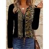 Comfortable, Trendy, Casual and Elegant Style Painting Leopard Print Element Print Pattern Code Women's Garden Collar Zipper Long Sleeves