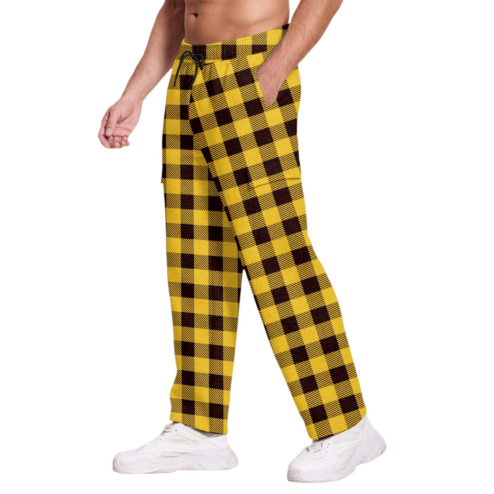 

Мужские повседневные спортивные штаны, свободные леггинсы, длинные панельные штаны для фитнеса, бега, тренировок L жёлтый