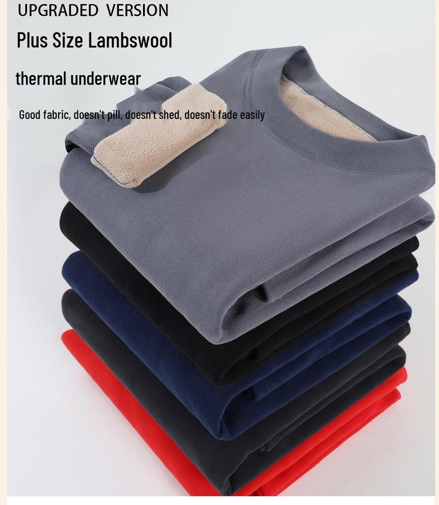 Herren Übergröße Extra Warmes Fleecegefüttertes Unterwäscheset für Herbst und Winter