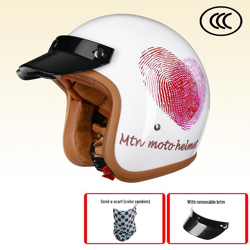 Retro 3C-Certified Unisex Motorcycle Helmet, All-Season 3/4 Design for Motorbike & Electric Bike