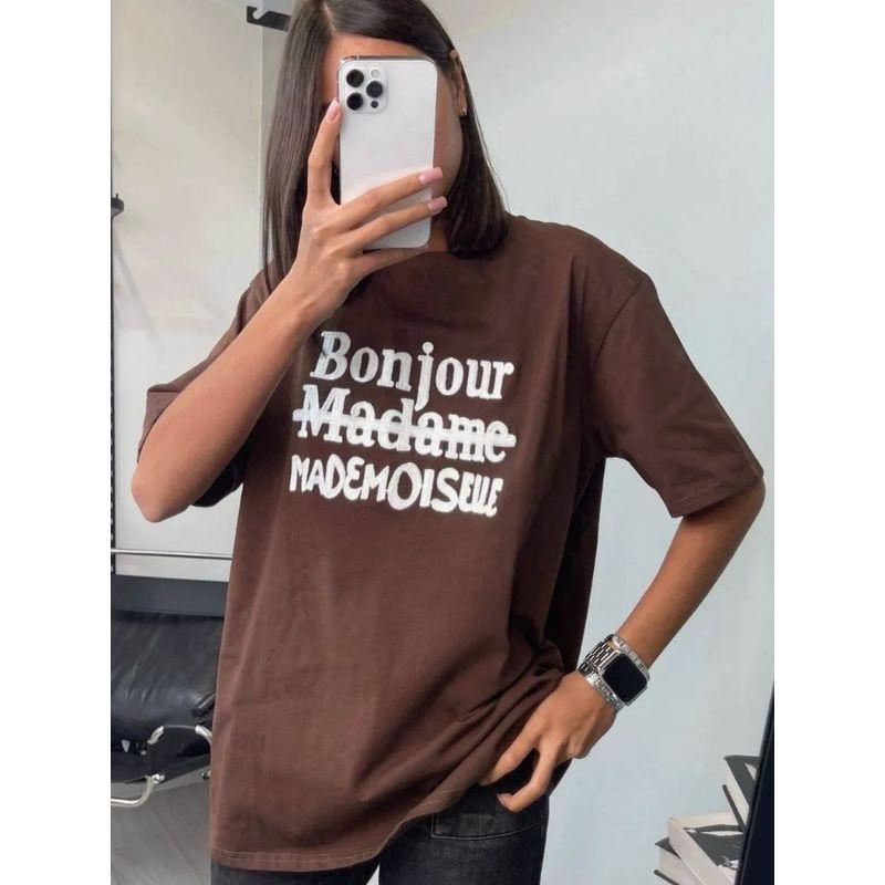 Western Style New Fashion Casual Loose Print round Neck Short sleeve T-shirt Top Printed T-shirt Top