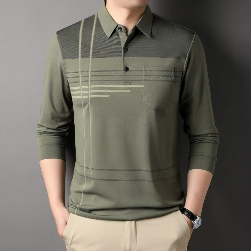 Dad Spring Tops, T-shirts, Long-sleeved Men's Bottoming Polo Shirts, Spring and Autumn Thin T-shirts