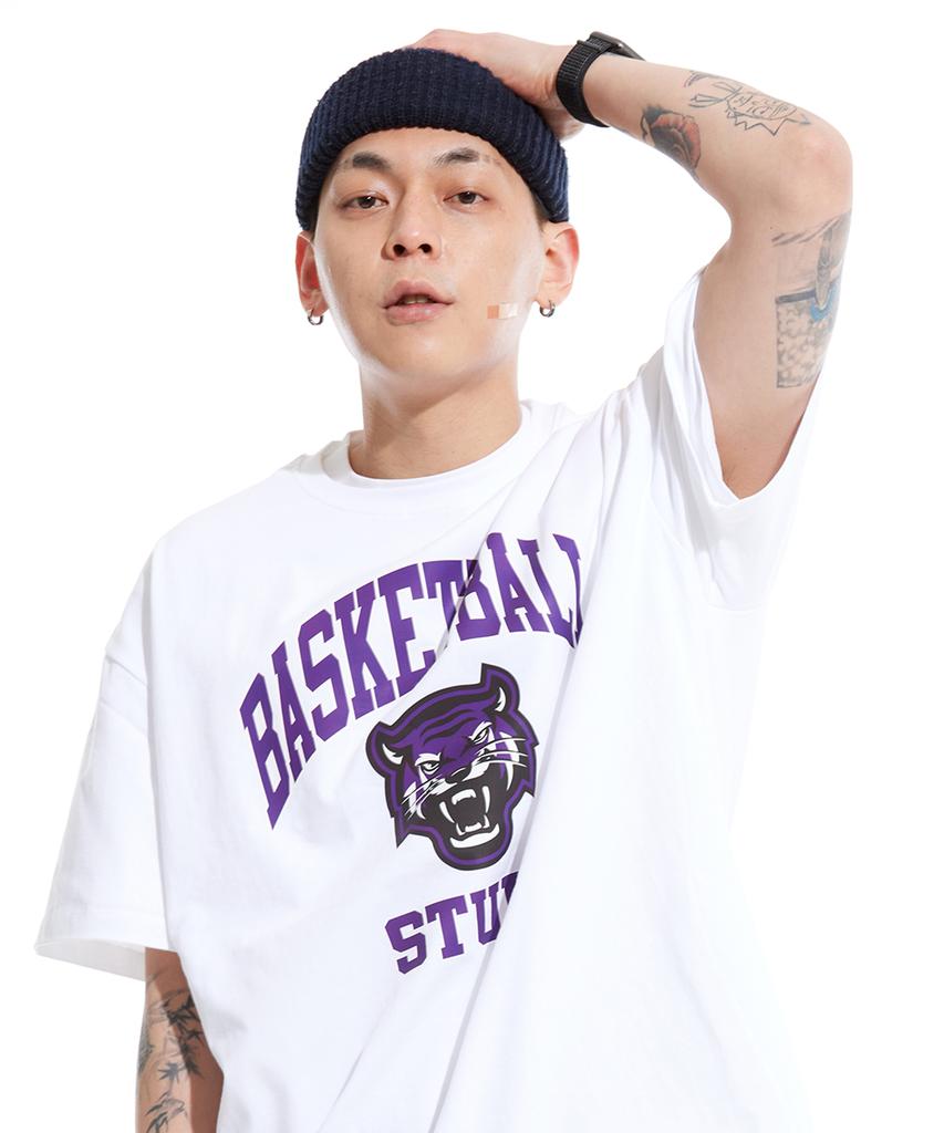 STUFF Tiger Loose Fit Heavy Short Sleeve Tee White