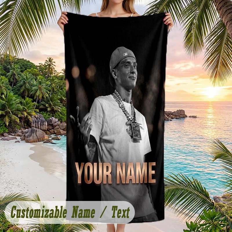 Central Cee Beach Towel, Personalized Custom Name Text, Quick Dry Large Absorbent Towel For Beach Pool