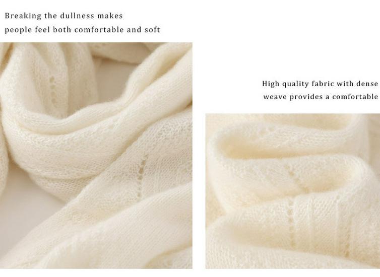 Women's 100% Pure Cashmere Hollow Knit Shawl, Versatile Solid Color Scarves, New Fashion Warm Wrap