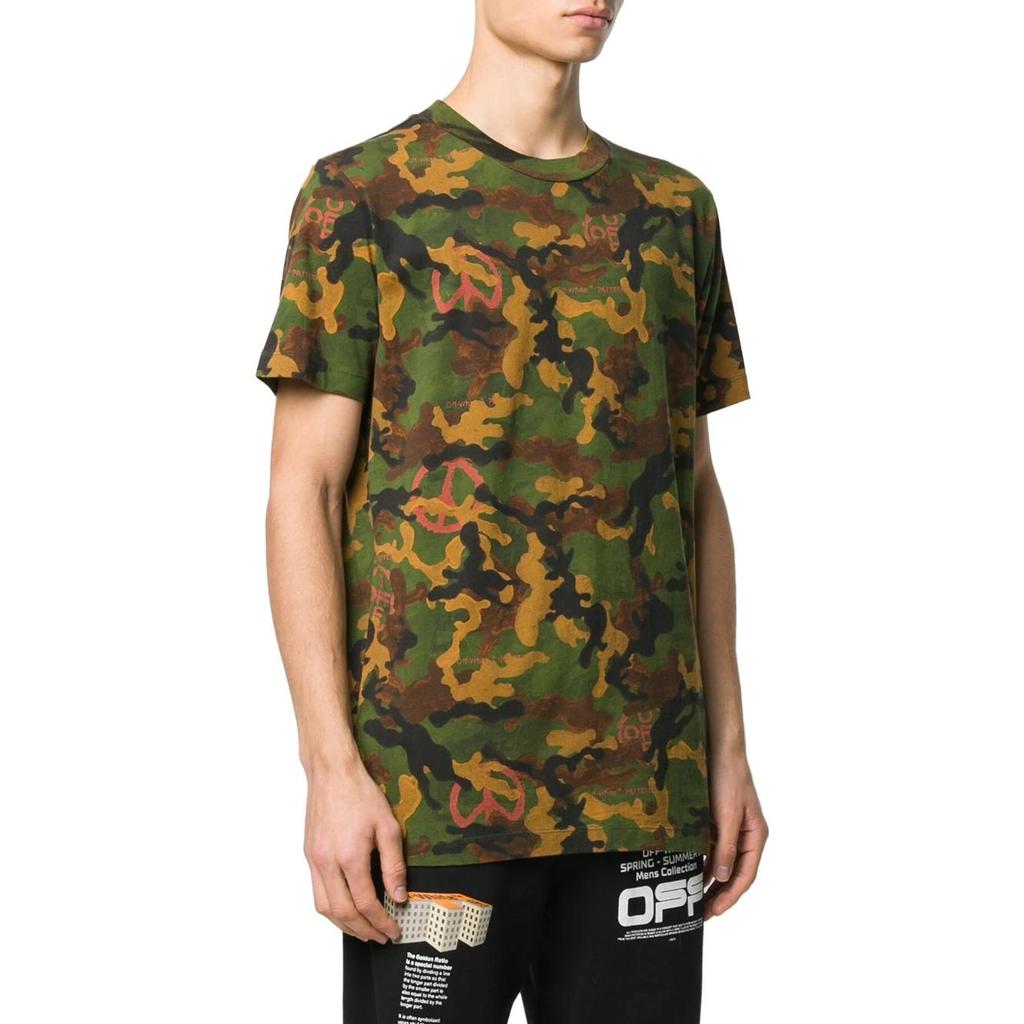 OFF WHITE T Shirts Men's Camouflage Crew Neck Moderate Straight Fit OMAA027R201850169910