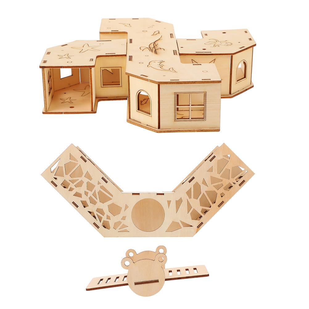 

Toyvian Hamster Toy Maze and Tunnel Set (3 Pieces) 22x22x5cm, Wooden, for Small Animals, Exercise, Stress Relief, and Hideout