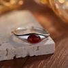 Xiaohongshu Minimalist Personalized Design S925 Sterling Silver Inlaid With Natural Agate Blue Gold Treasure Ring For Women