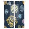 Planeten des Sonnensystems Transparente Vorhänge für Wohnzimmer Transparente Tüll-Fensterdekorationen Schlafzimmer Küche Heimdekoration Schleier-Vorhänge