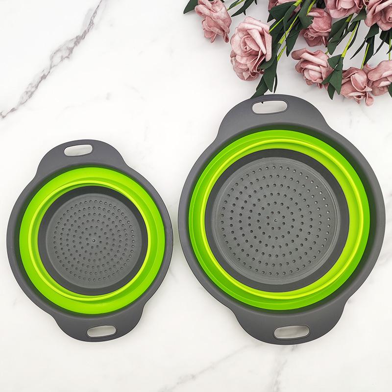 Round Collapsible Colander & Telescopic Fruit Basket with Handle - Vegetable Washing Gadget